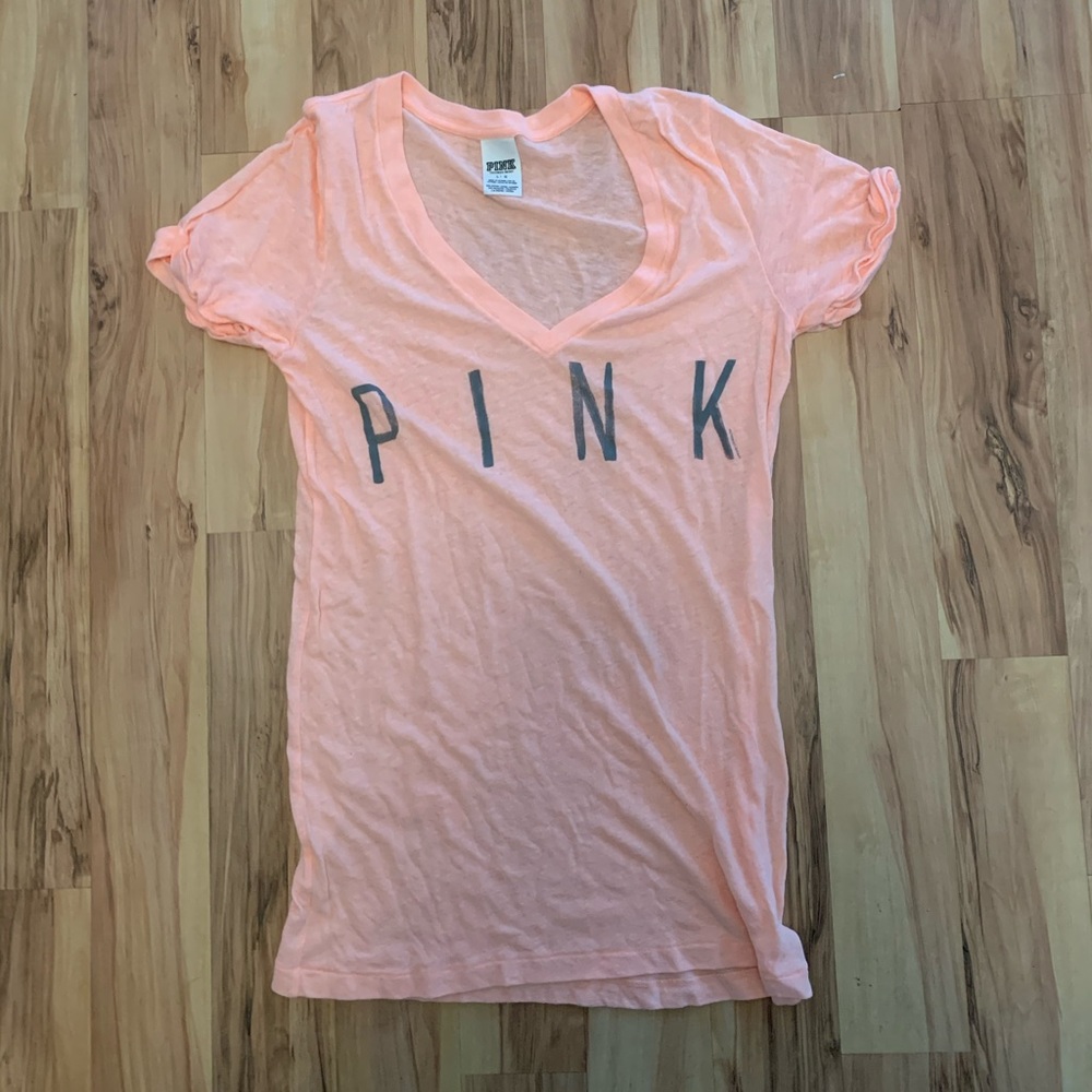 Coral PINK V Neck T-Shirt